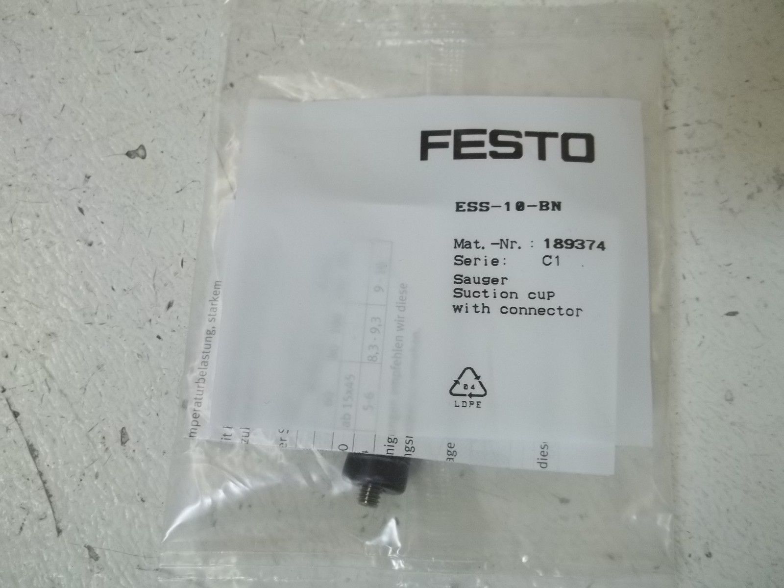 FESTO ESS-10-BN SUCTION CUP *NEW IN A FACTORY BAG*