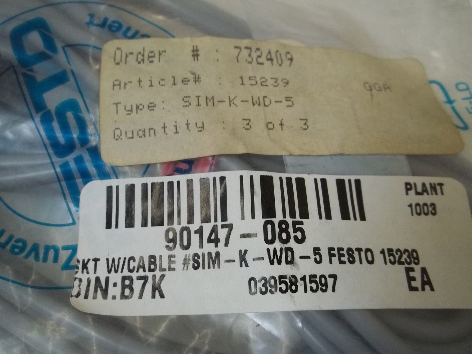 FESTO SIM-K-WD-5 CABLE *NEW IN A FACTORY BAG*