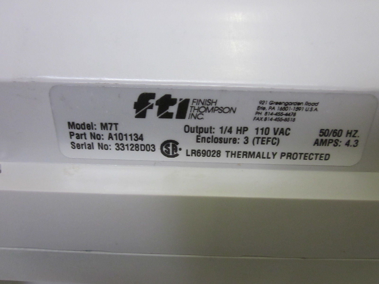 FINISH THOMPSON INC M7T DRUM PUMP *NEW IN BOX*