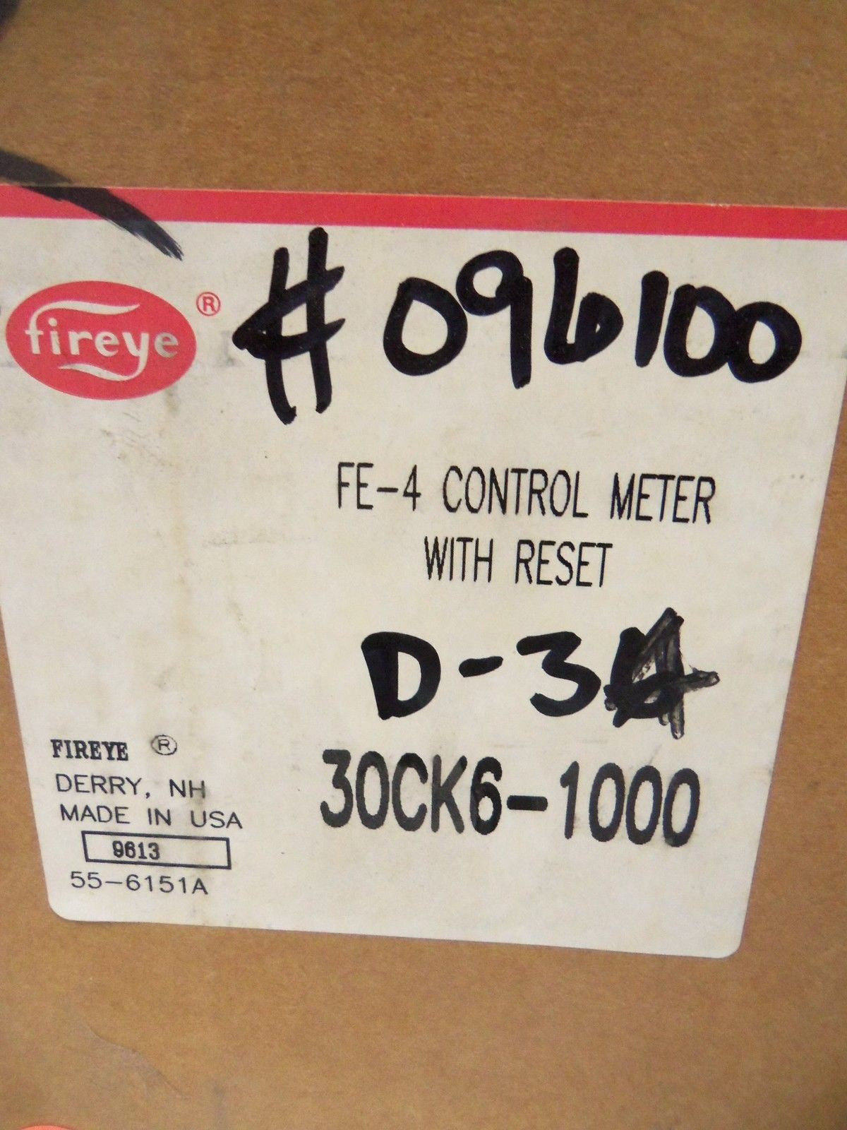 FIREYE FE-4 CONTROL METER W/RESET 30CK6-1000 *NEW IN BOX*
