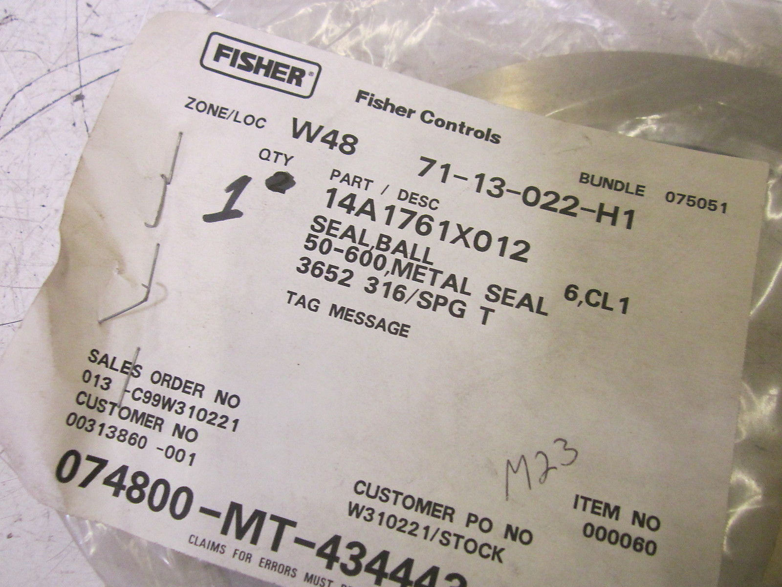 FISHER 14A1761X012 *NEW IN FACTORY BAG*