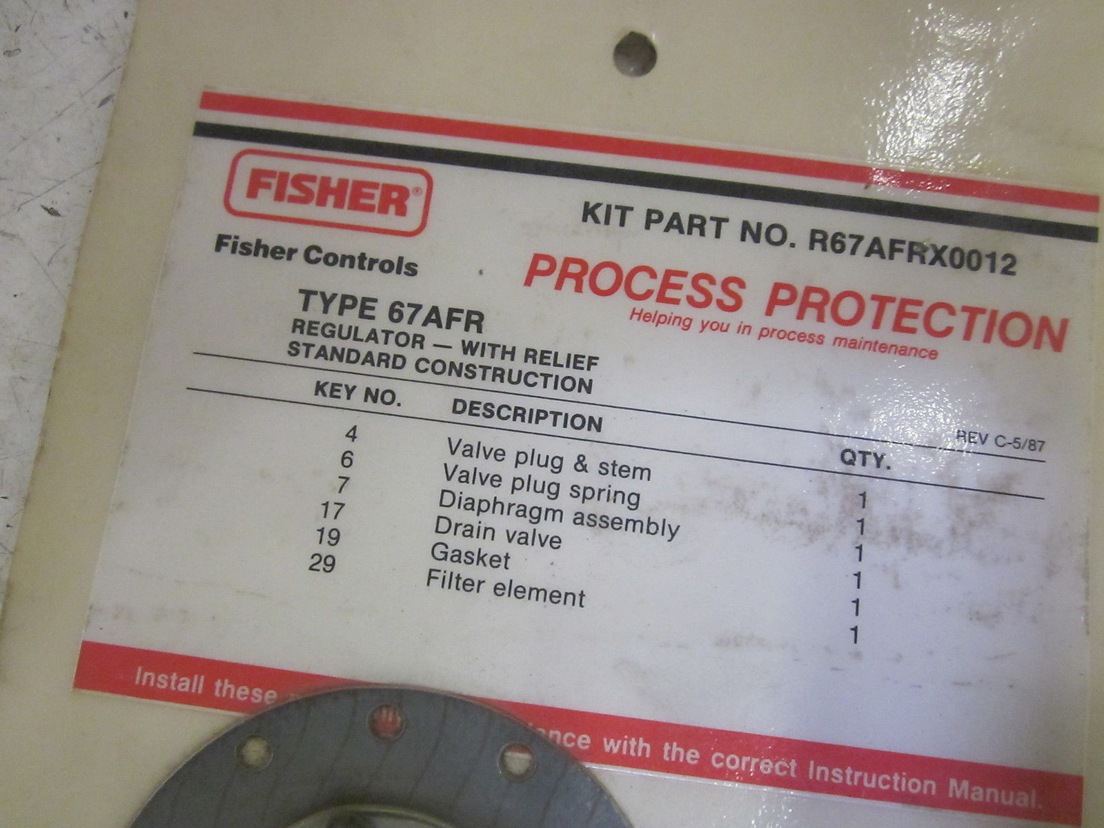 FISHER 67AF R67AFRX0012 REGULATOR KIT * NEW IN ORIGINAL PACKAGE *