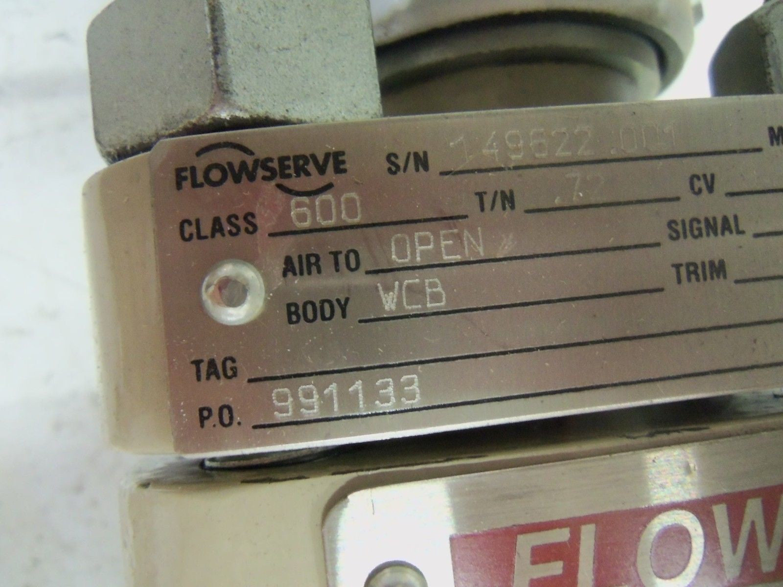 FLOWSERVE 991133 VALVE *USED*