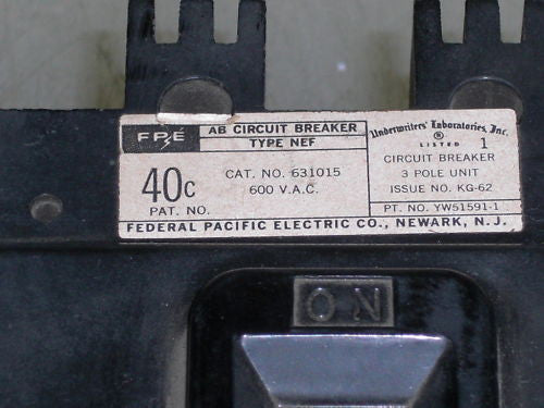 FPE NEF631015 CIRCUIT BREAKER 15A *USED*
