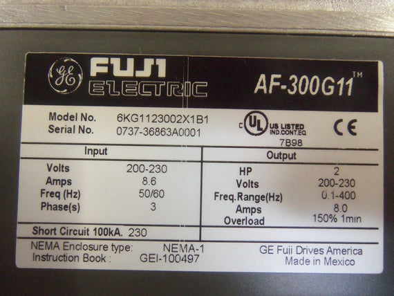 FUJI ELECTRIC AF-300G11 6KG1123002X1B1 AC DRIVE *NEW IN BOX*
