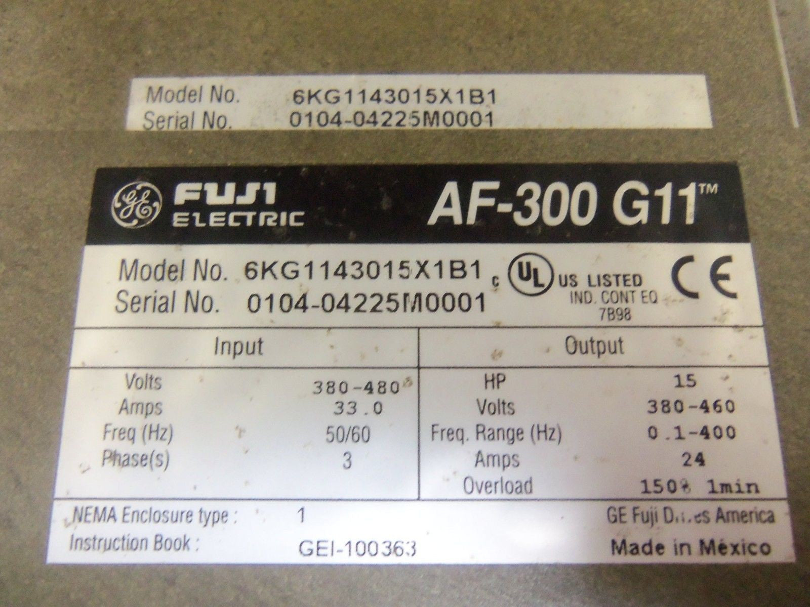 FUJI ELECTRIC 6KG1143015X1B1 DRIVE *USED*