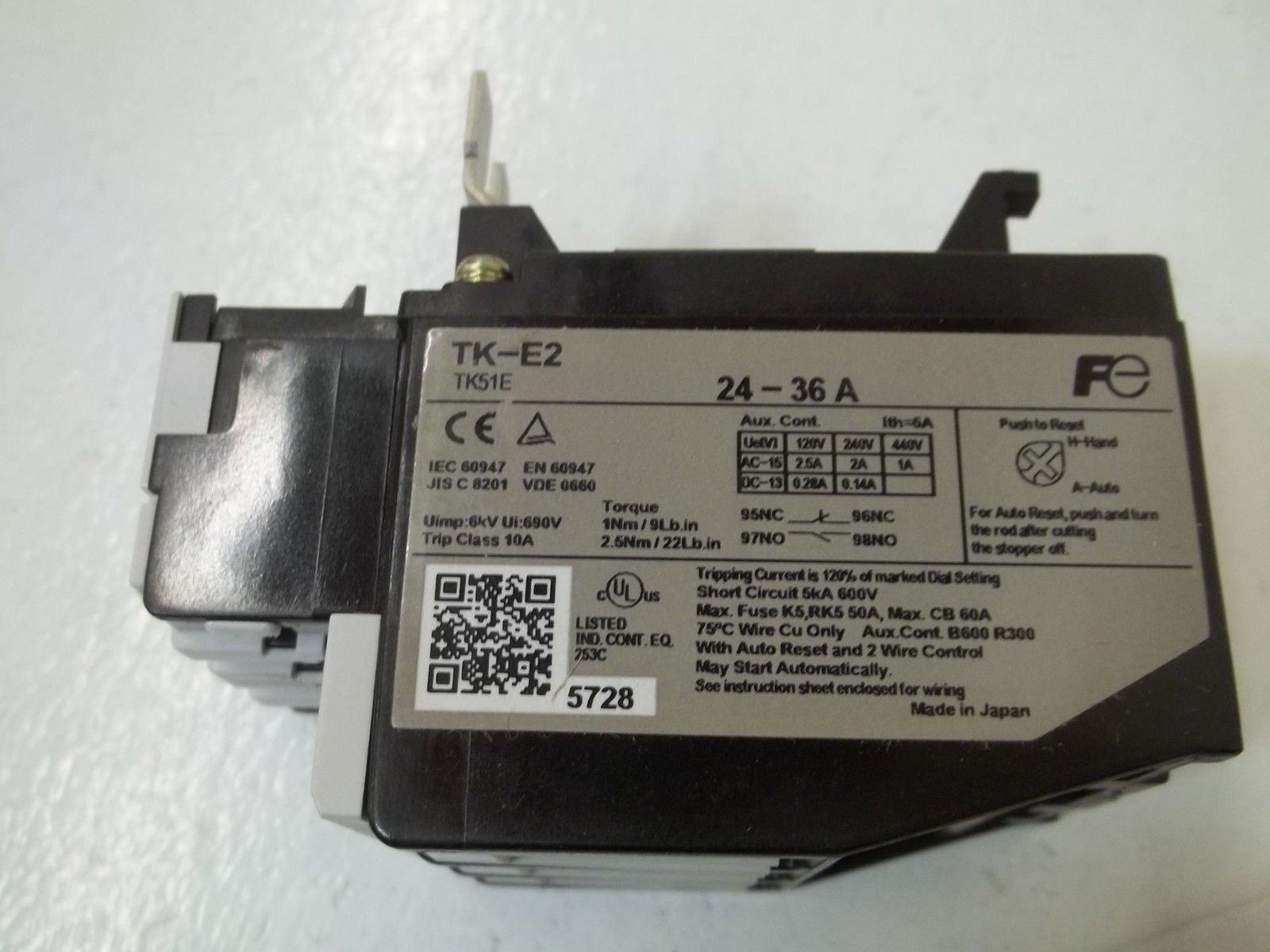 FUJI ELECTRIC TK-E2-3600 THERMAL OVERLOAD RELAY 24-36A *NEW IN BOX*