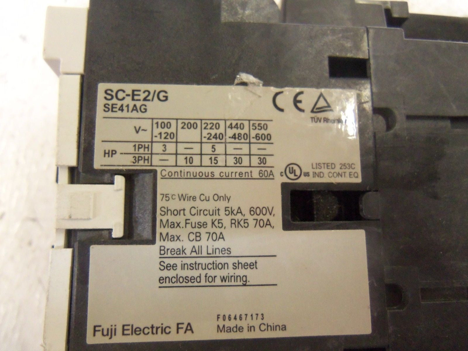 FUJI SC-E2/G CONTACTOR *USED*