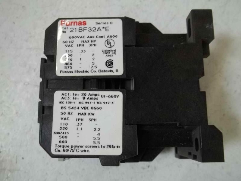 FURNAS 21BF32AFE SER.D OVERLOAD RELAY 120V *USED*