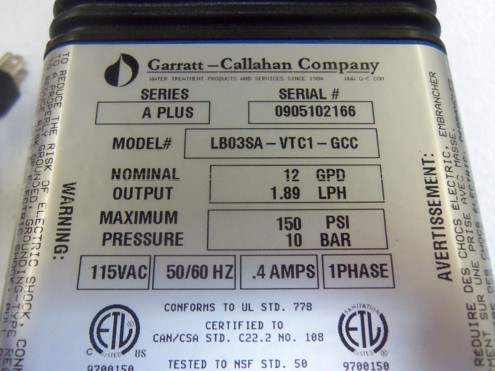 GARRATT-CALLAHAN LB03SA-VTC1-GCC *NEW IN BOX*