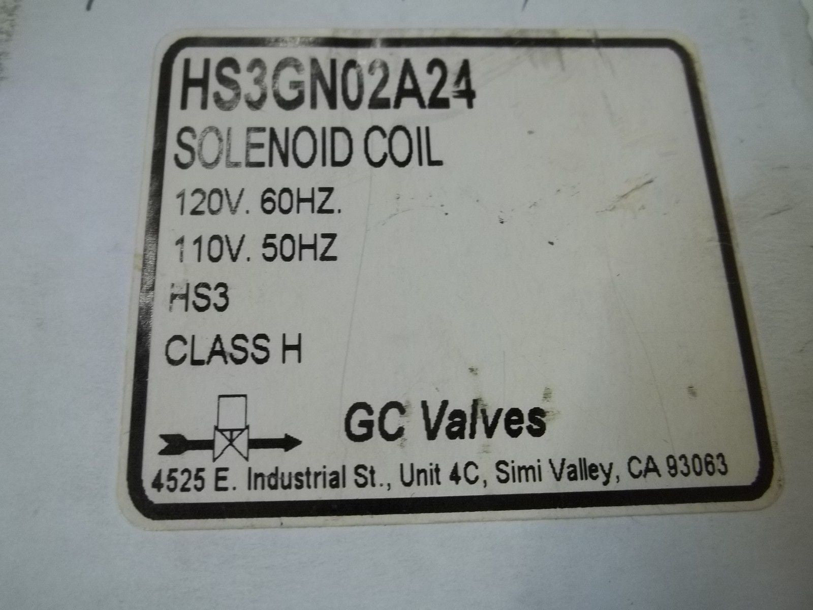 GC VALVE HS3GN02A24 SOLENOID COIL 120V*NEW IN BOX*