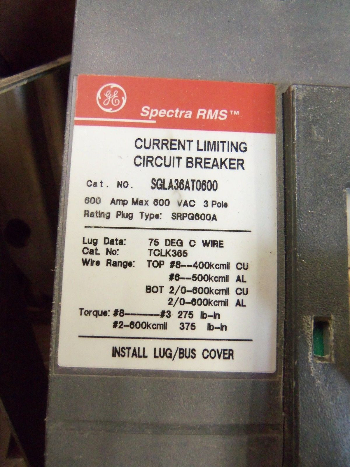 GE CIRCUIT BREAKER SGLA36T0600 *NEW IN BOX*