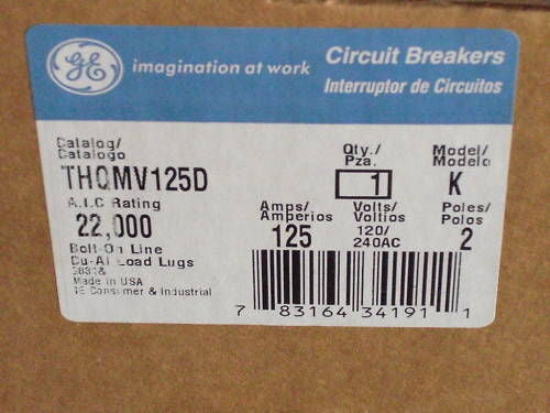 GE CIRCUIT BREAKER THQMV125D  *FACTORY SEALED*