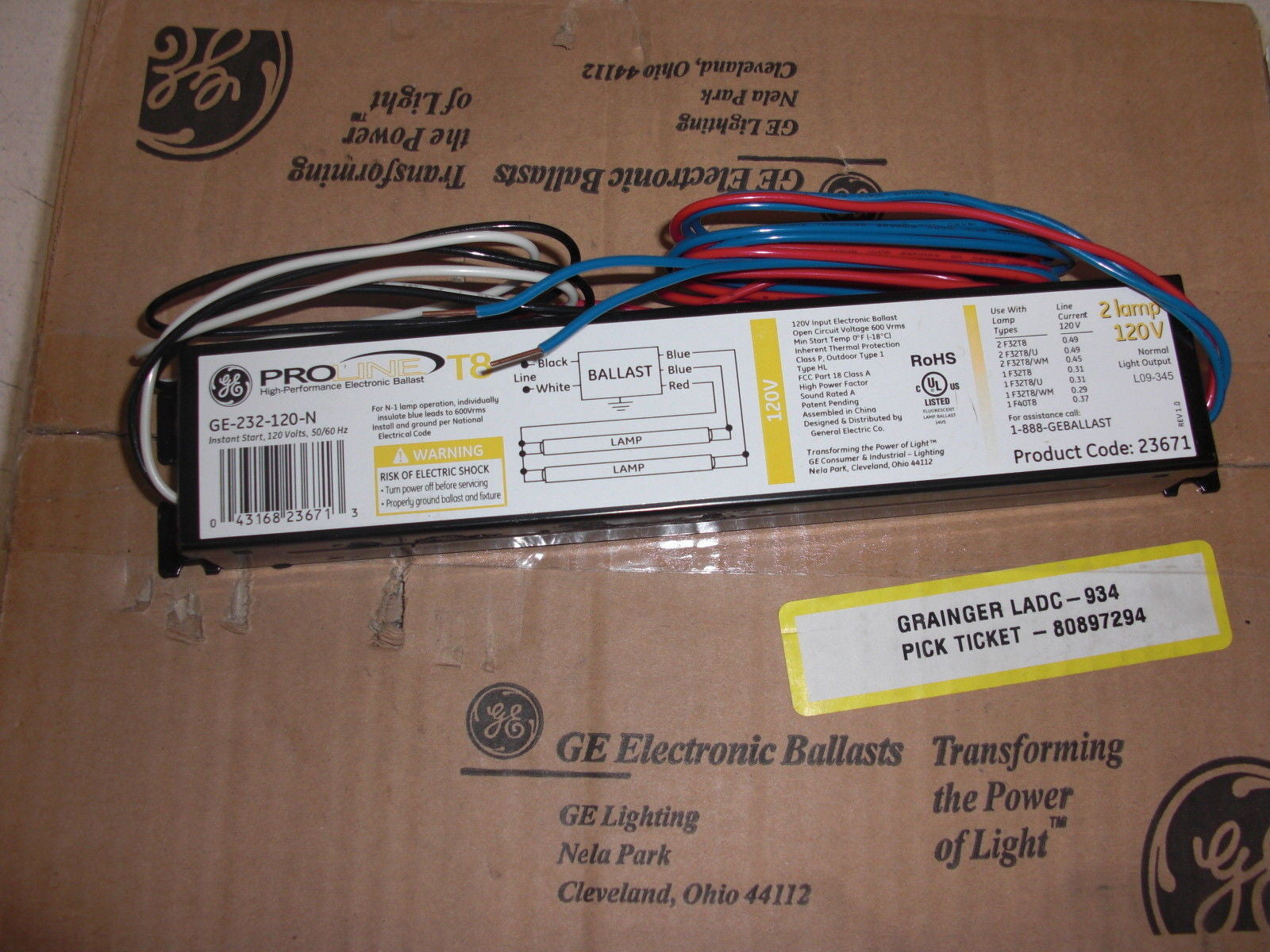 GENERAL ELECTRIC GE232-120-N BALLAST *NEW NO BOX*