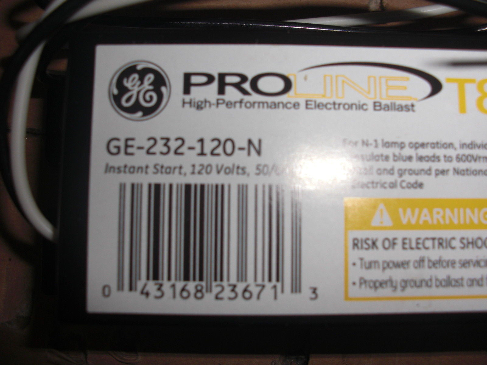 GENERAL ELECTRIC GE232-120-N BALLAST *NEW NO BOX*