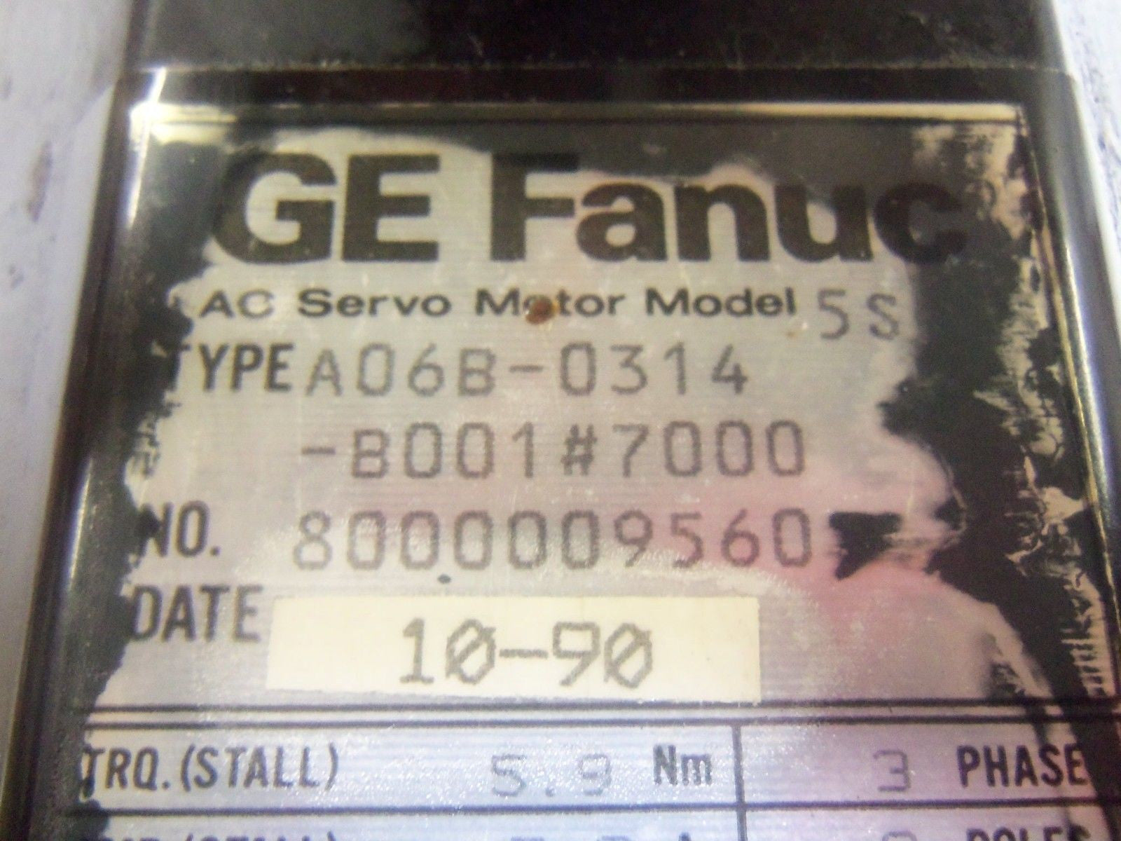 GE FANUC A06B-0314-B001 SERVO MOTOR *USED*