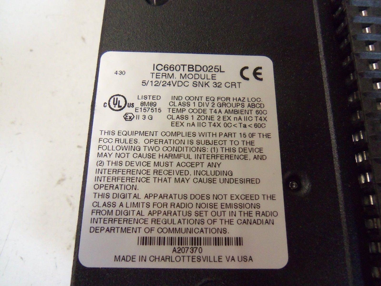 GE FANUC IC660TBD025L GENIUS BLOCK *NEW NO BOX*