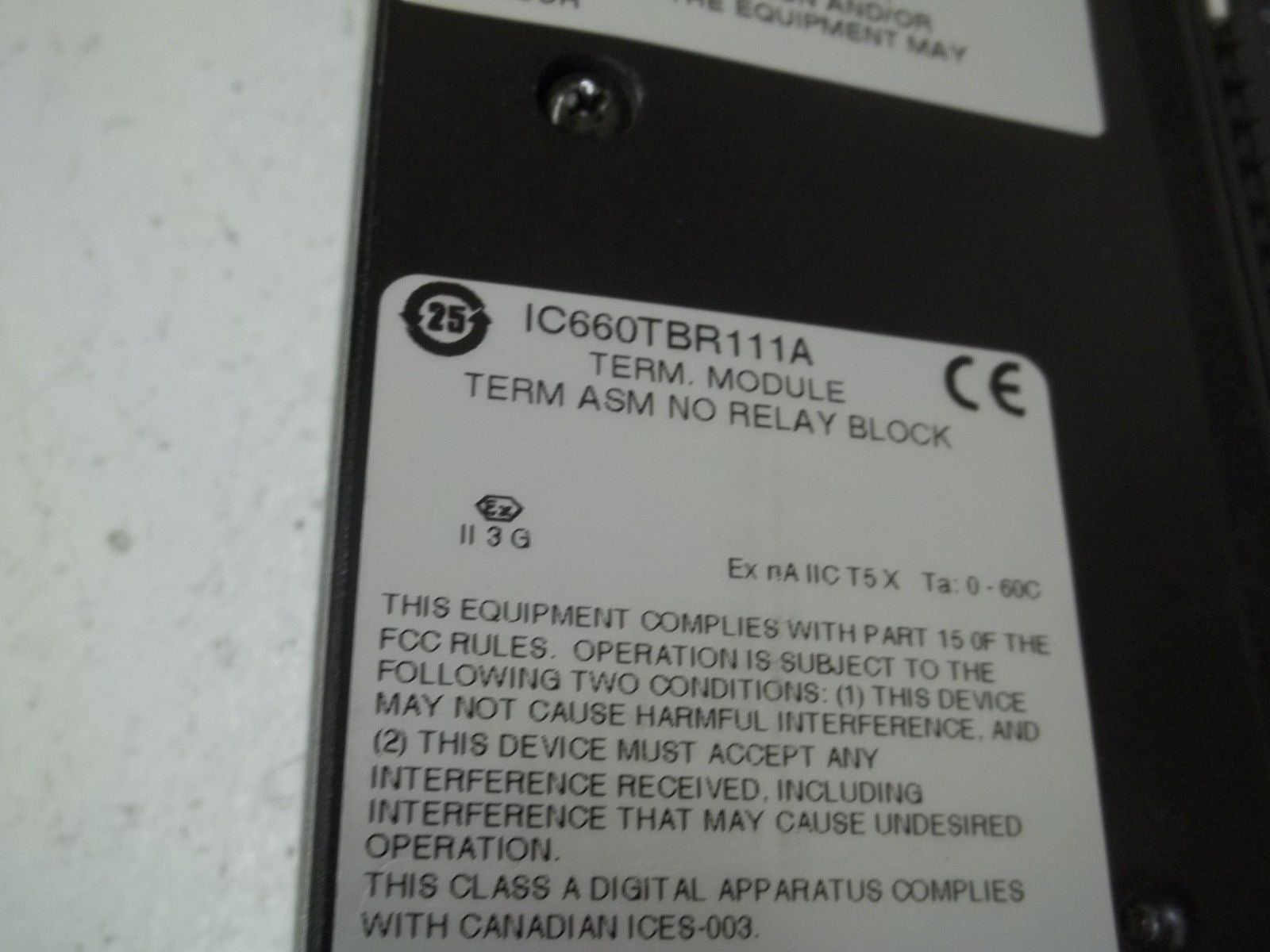 GE FANUC IC660TBR111A TERM. MODULE *USED*