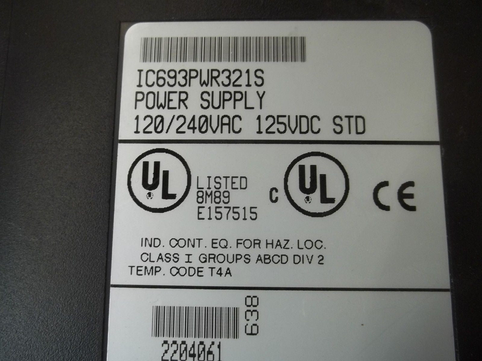 GE FANUC IC693PWR321S POWER SUPPLY 120/240VAC 125VDC STD *NEW NO BOX*