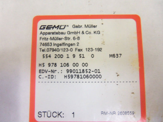 GEMU 55420D19510 PNEUMATIC VALVE *NEW IN BOX*