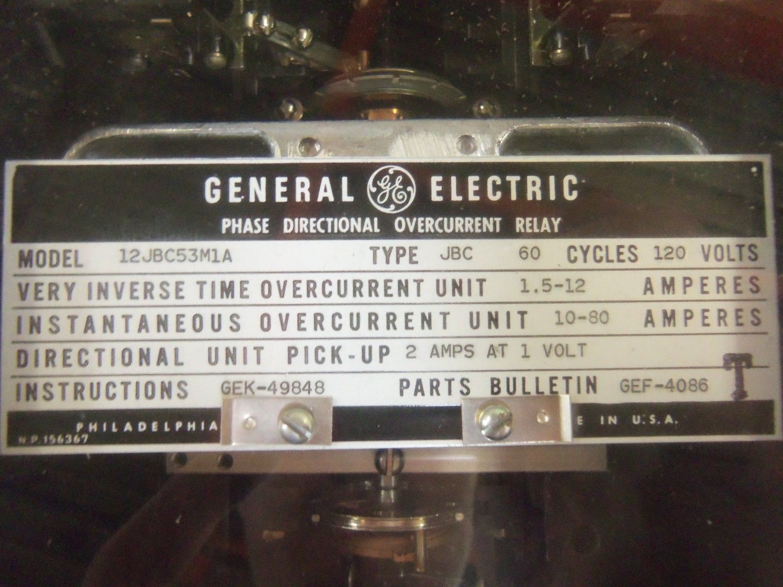 General Electric 12JBC53M1A NSFP * GENUINE * GE 12 JBC 53M 1 A