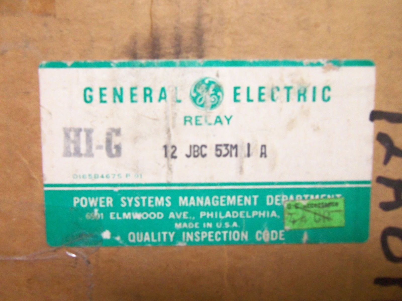 General Electric 12JBC53M1A NSFP * GENUINE * GE 12 JBC 53M 1 A