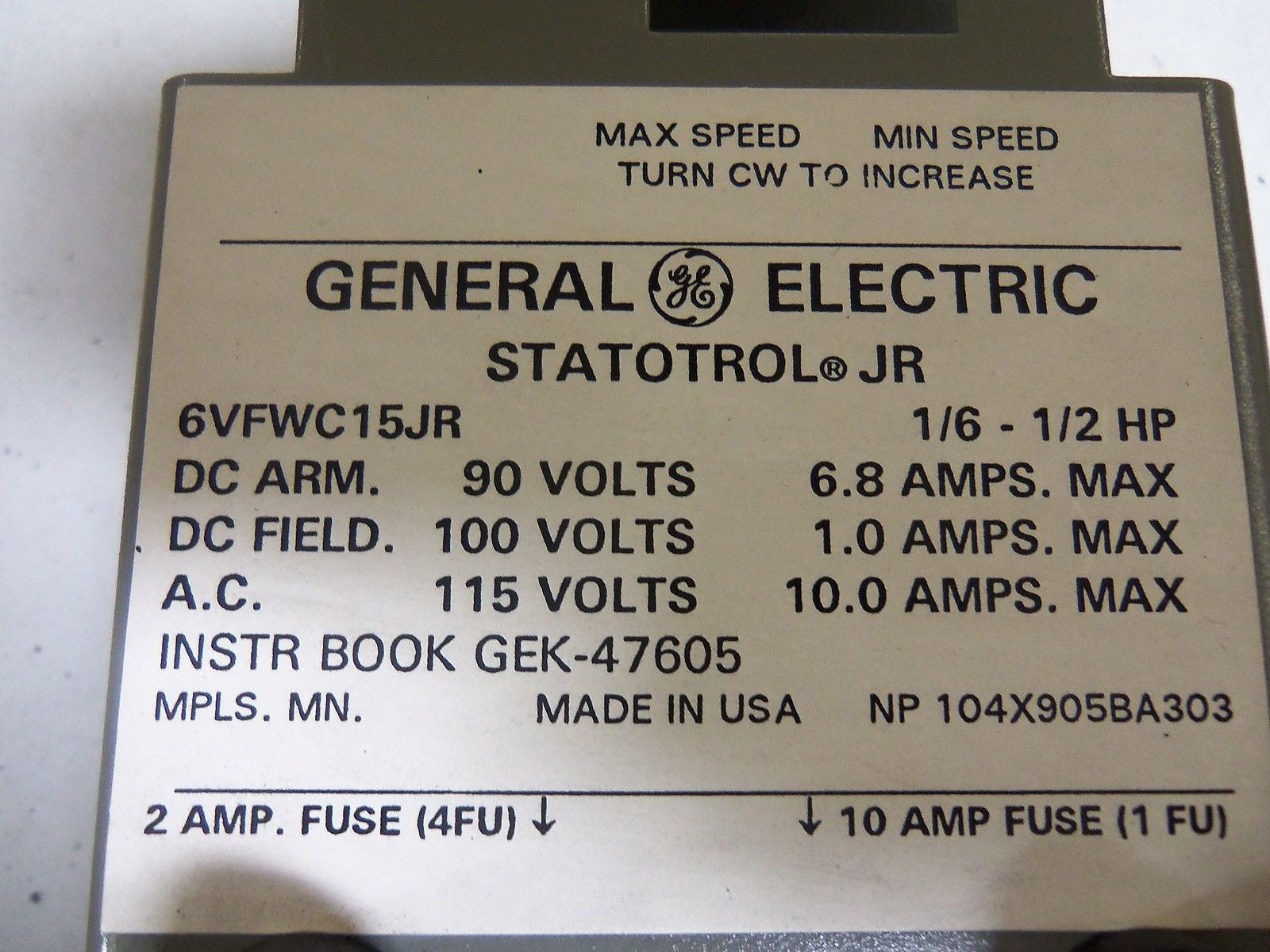 GENERAL ELECTRIC 6VFWC15JR *NEW NO BOX*