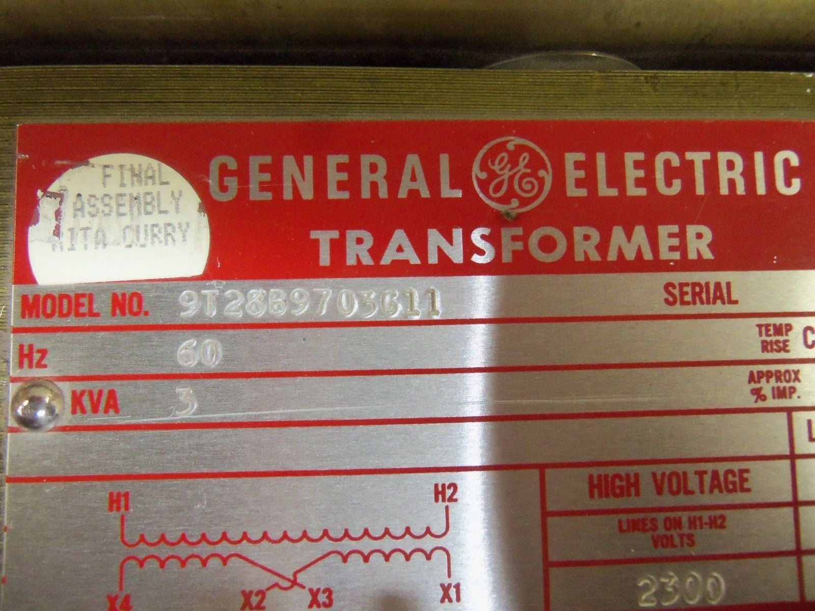 GENERAL ELECTRIC 9T28B9703G11 TRANSFORMER *USED*
