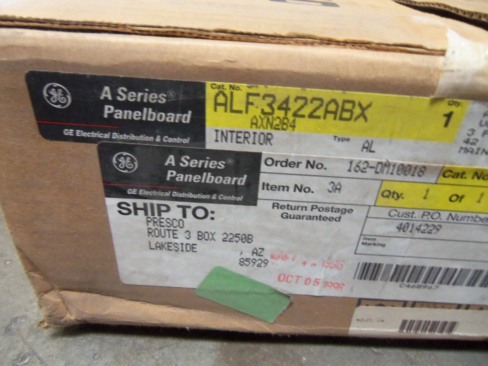 GENERAL ELECTRIC ALF3422ABX PANEL BOARD *NEW IN BOX*