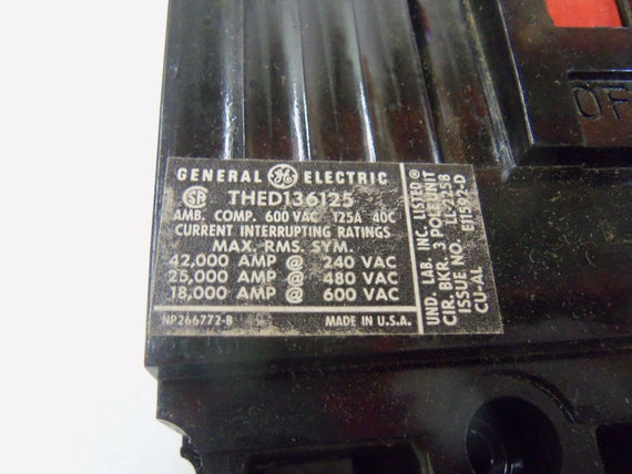 GENERAL ELECTRIC CIRCUIT BREAKER THED136125WL *NEW IN BOX*