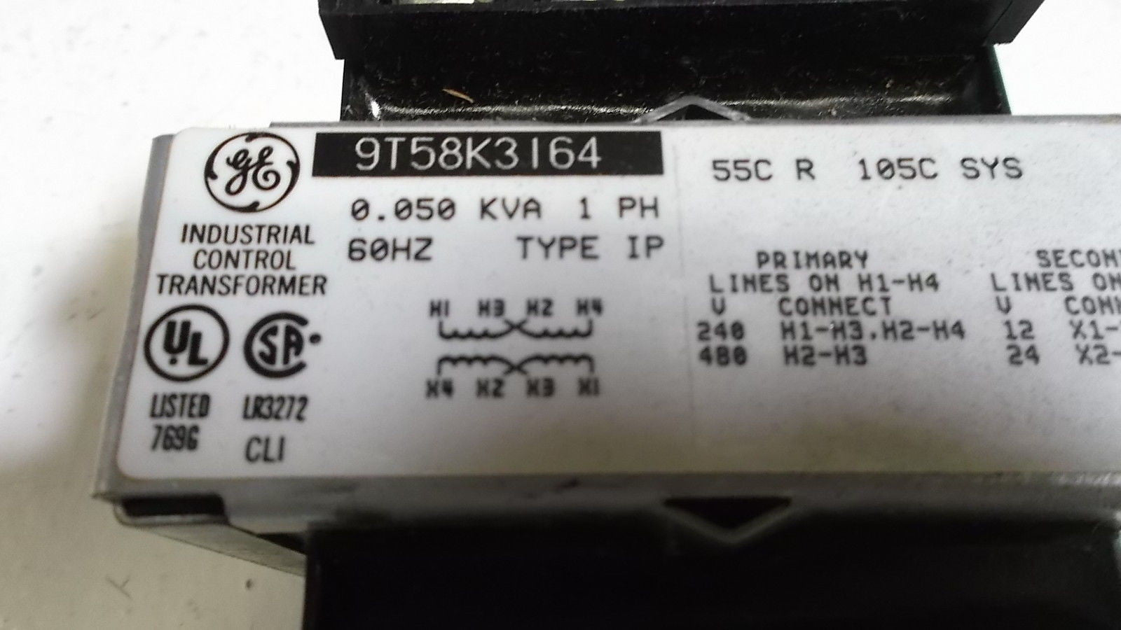 GENERAL ELECTRIC CONTROL TRANSFORMER 9T568K3164 *USED*
