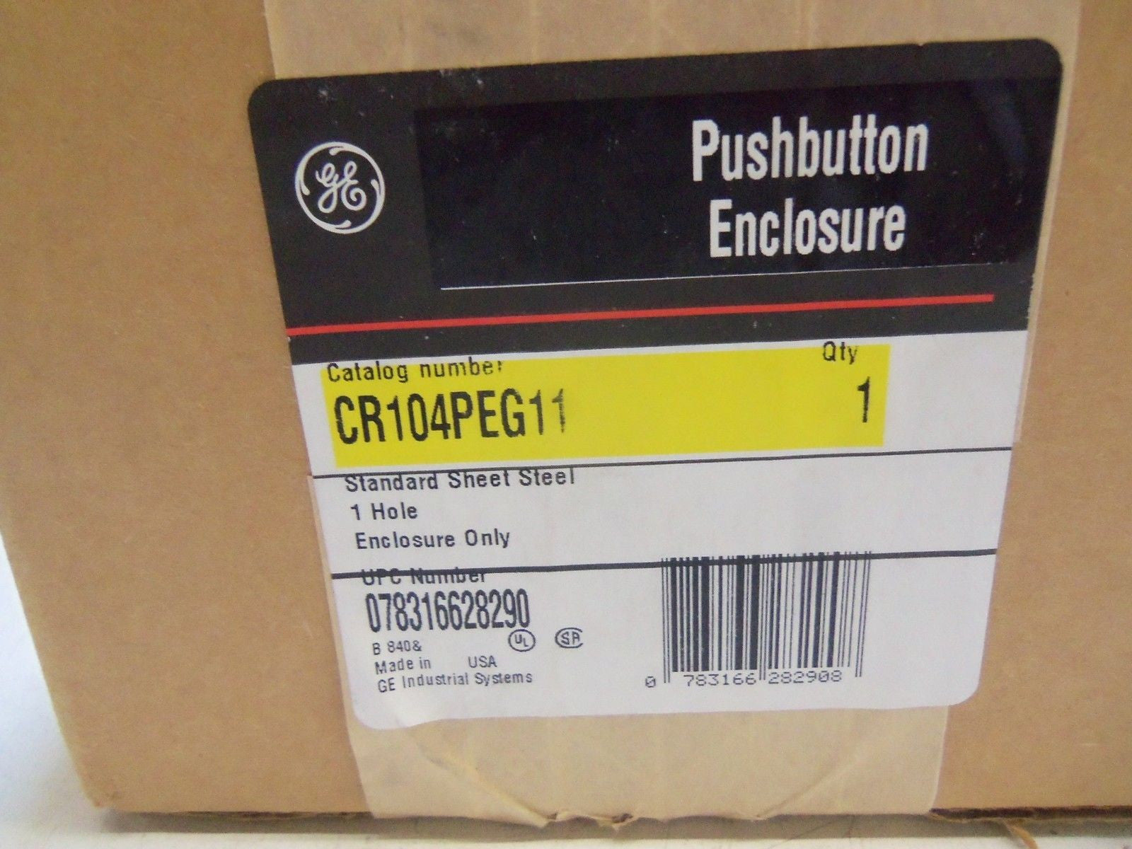GENERAL ELECTRIC CR104PEG11 PUSHBUTTON ENCLOSURE 1 HOLE *FACTORY SEALED*