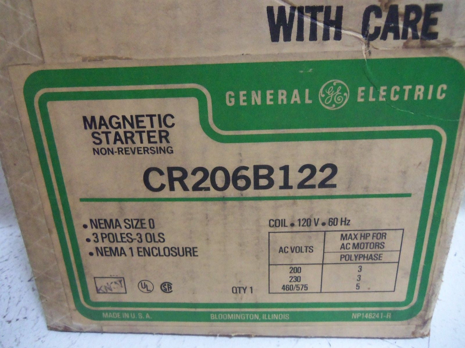 GENERAL ELECTRIC CR206B122 STARTER *NEW IN BOX*