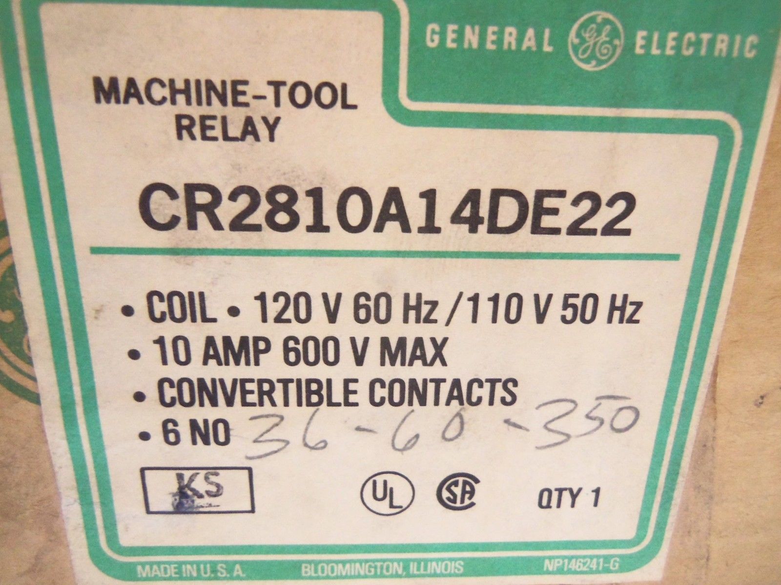 GENERAL ELECTRIC CR2810A14DE22  RELAY *NEW IN BOX*