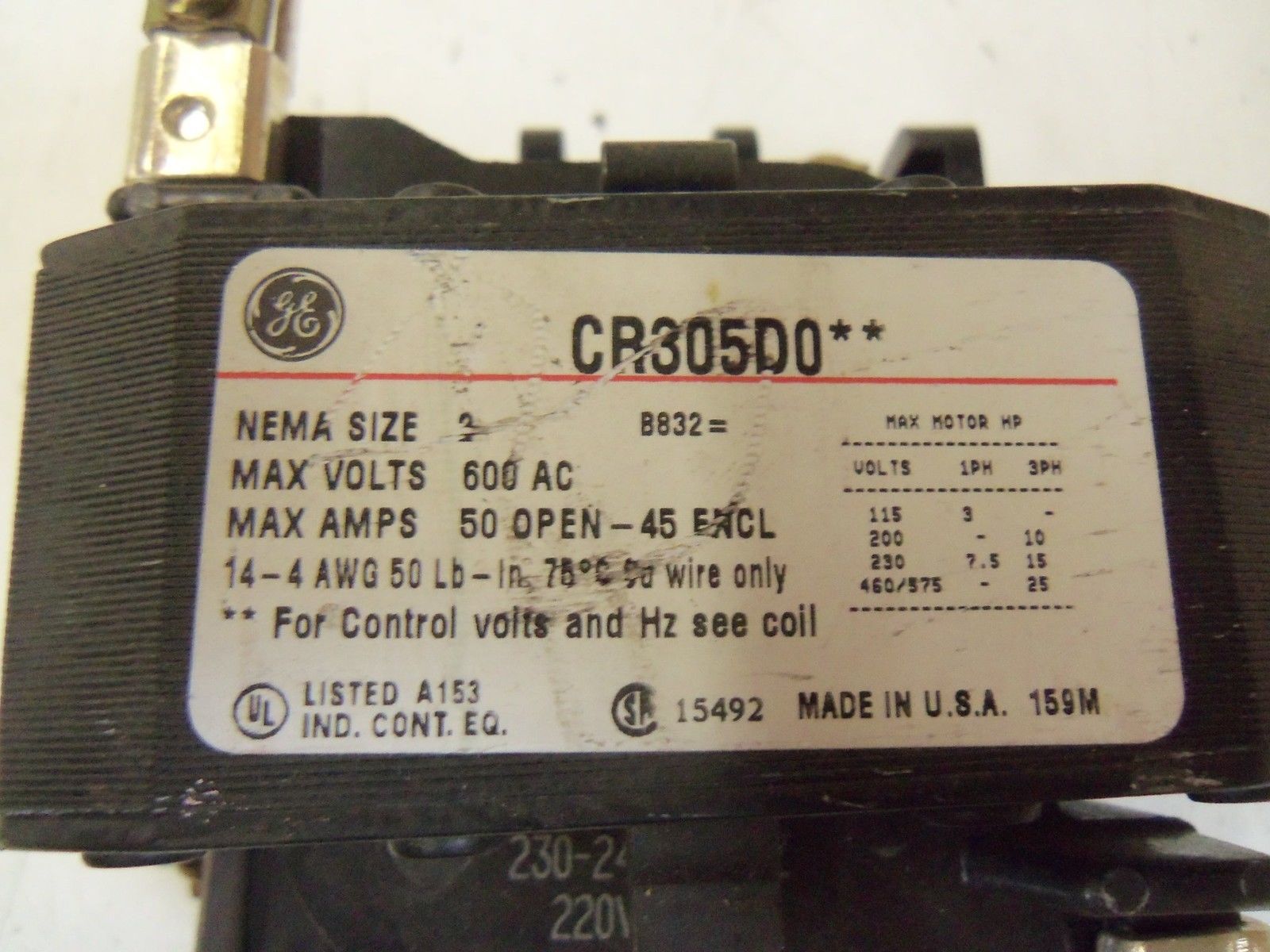 GENERAL ELECTRIC CR305D0 SIZE 2 *NEW NO BOX*