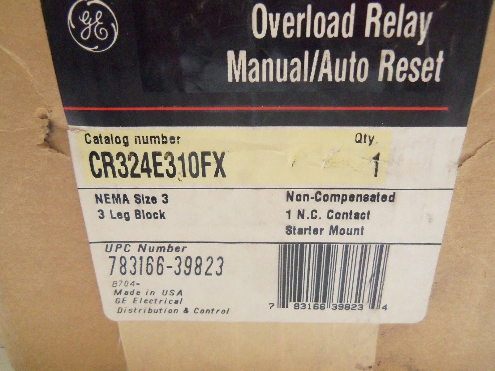 GENERAL ELECTRIC CR324E310FX OVERLOAD RELAY BLOCK *NEW IN BOX*