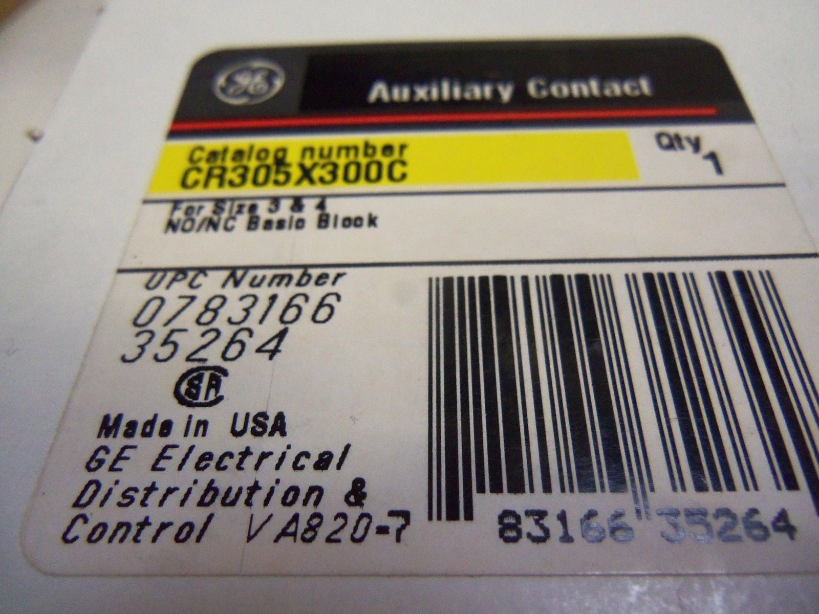 GENERAL ELECTRIC CR305X300C AUXILIARY CONTACT *NEW IN BOX*
