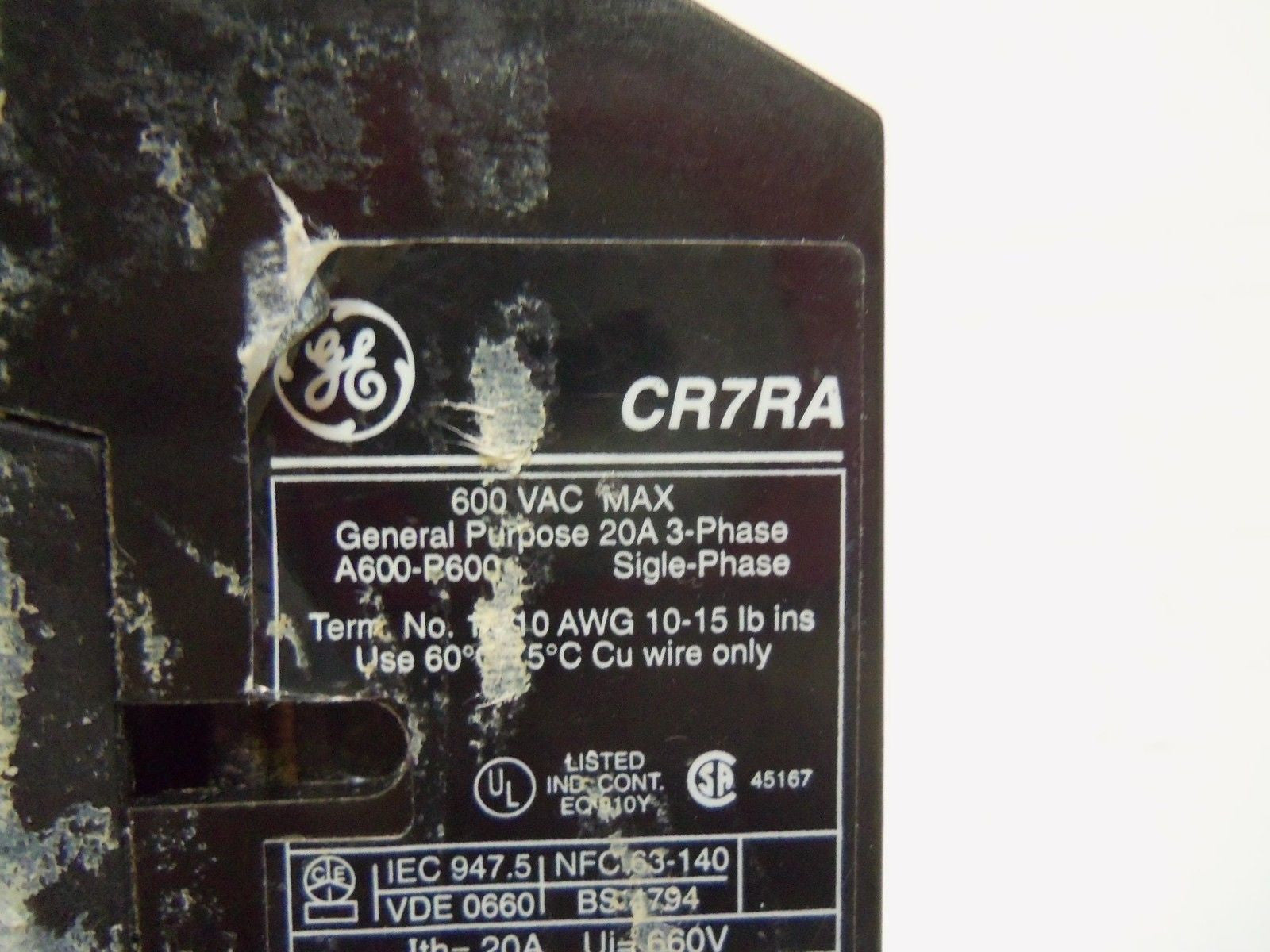 GENERAL ELECTRIC CR7RA40EA RELAY  *USED*