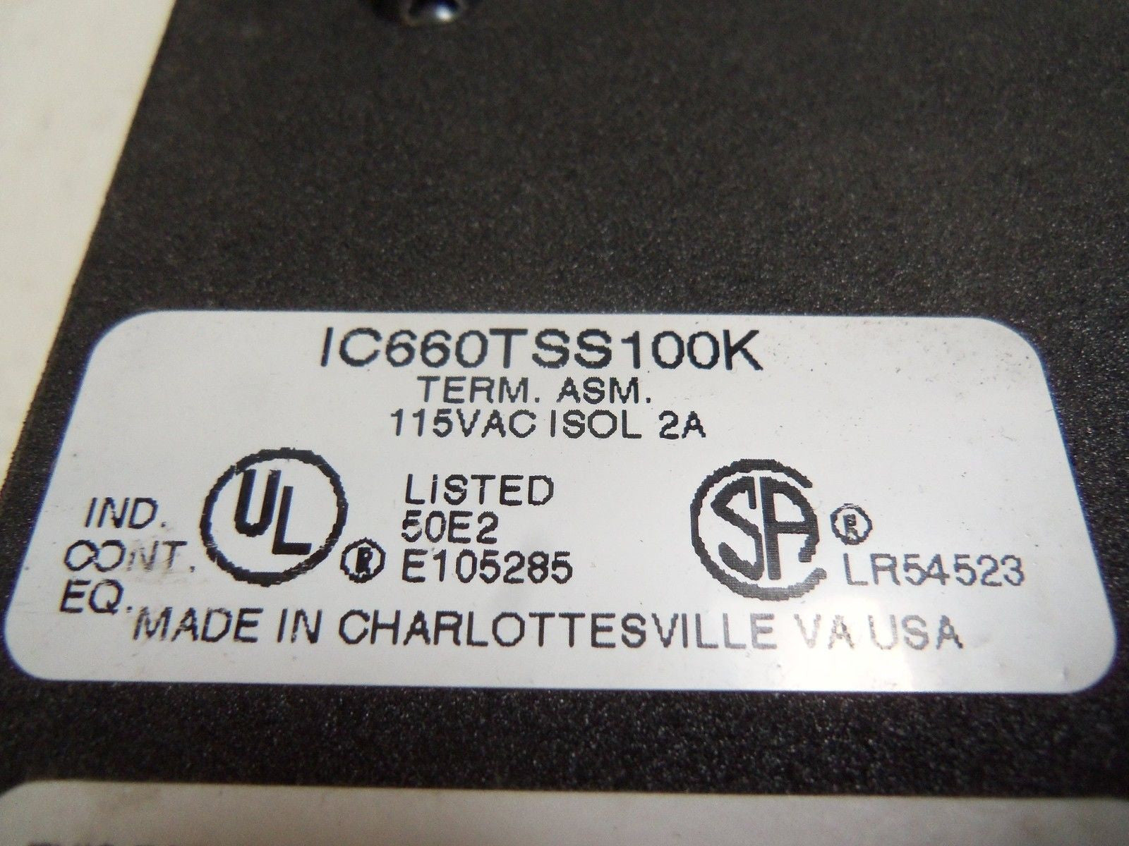 GENERAL ELECTRIC IC600BBS103 *USED*