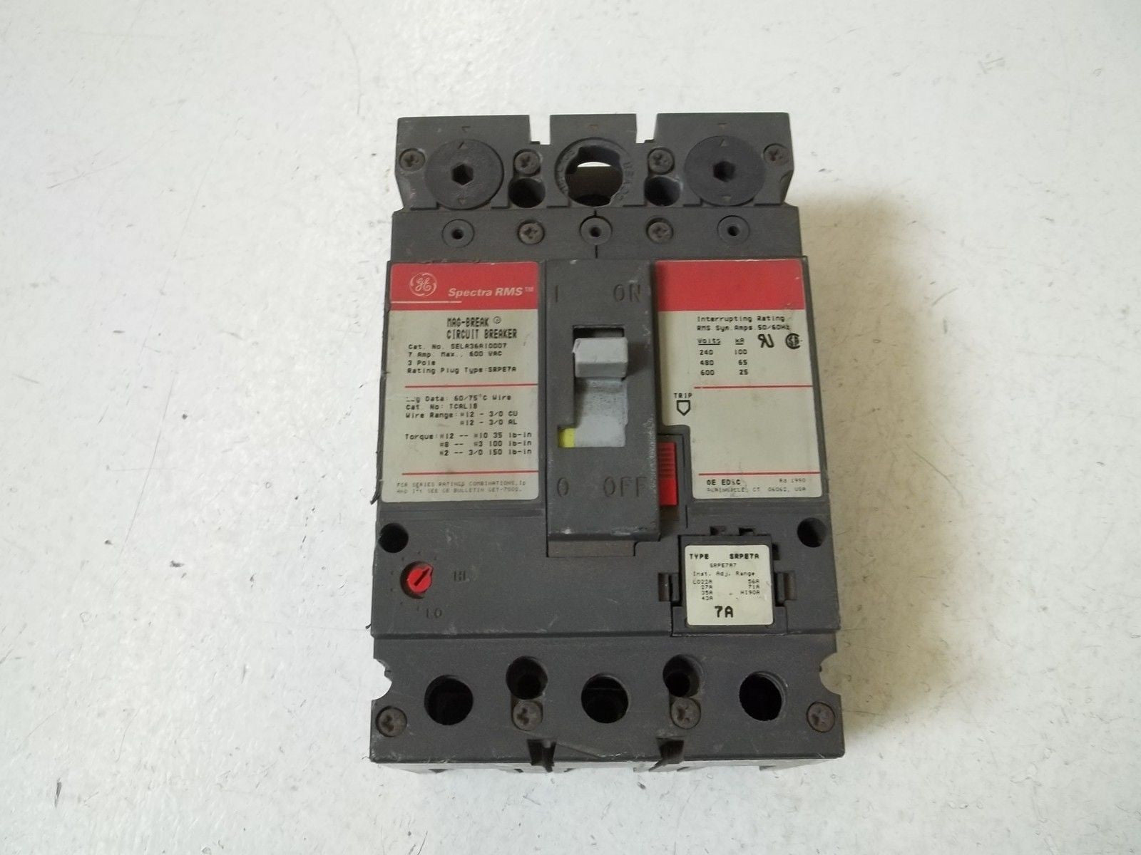 GENERAL ELECTRIC SELA36AI0007 CIRCUIT BREAKER *USED*