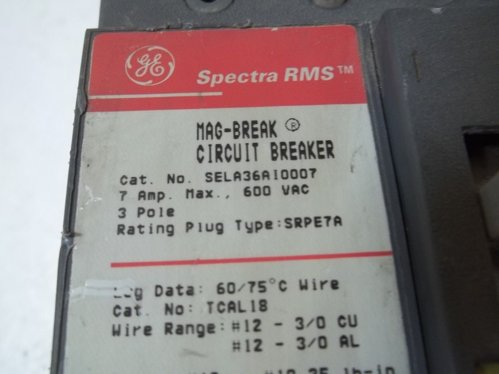 GENERAL ELECTRIC SELA36AI0007 CIRCUIT BREAKER *USED*
