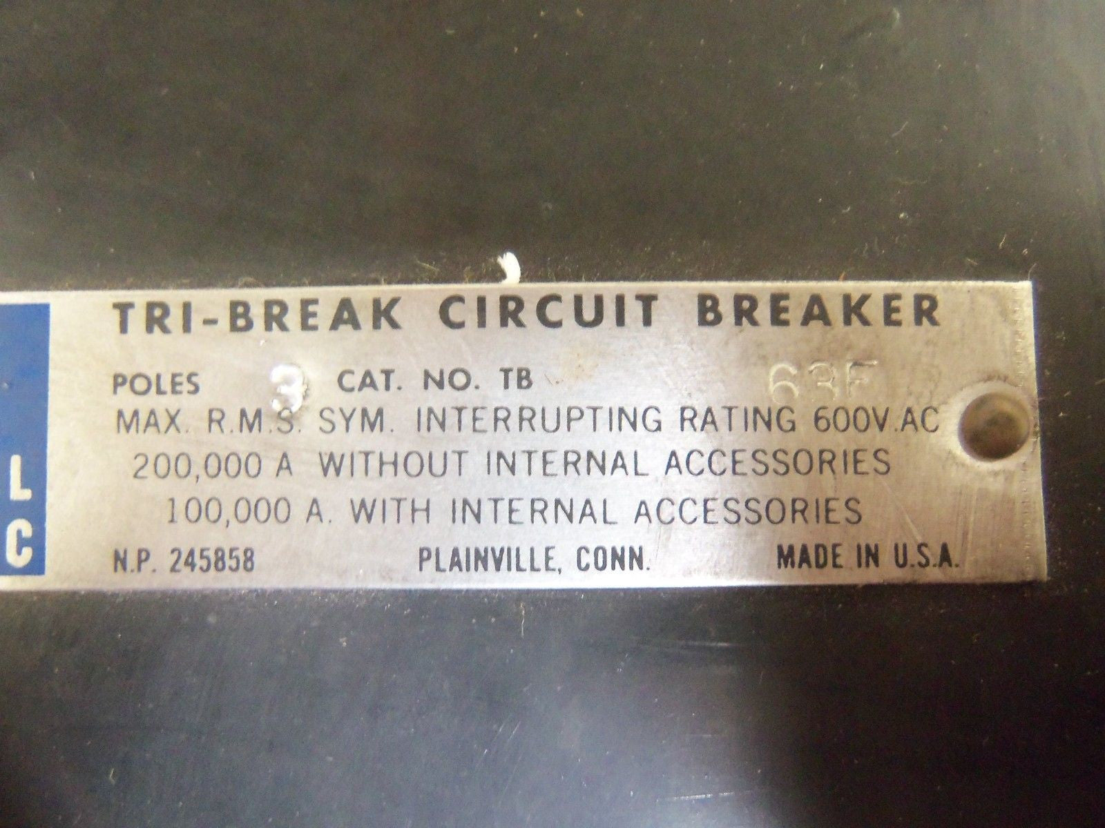 GENERAL ELECTRIC TB-63F CIRCUIT BREAKER *USED*