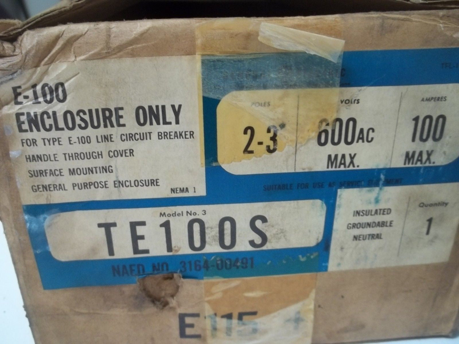 GENERAL ELECTRIC TE100S ENCLOSURE ONLY *NEW IN BOX*