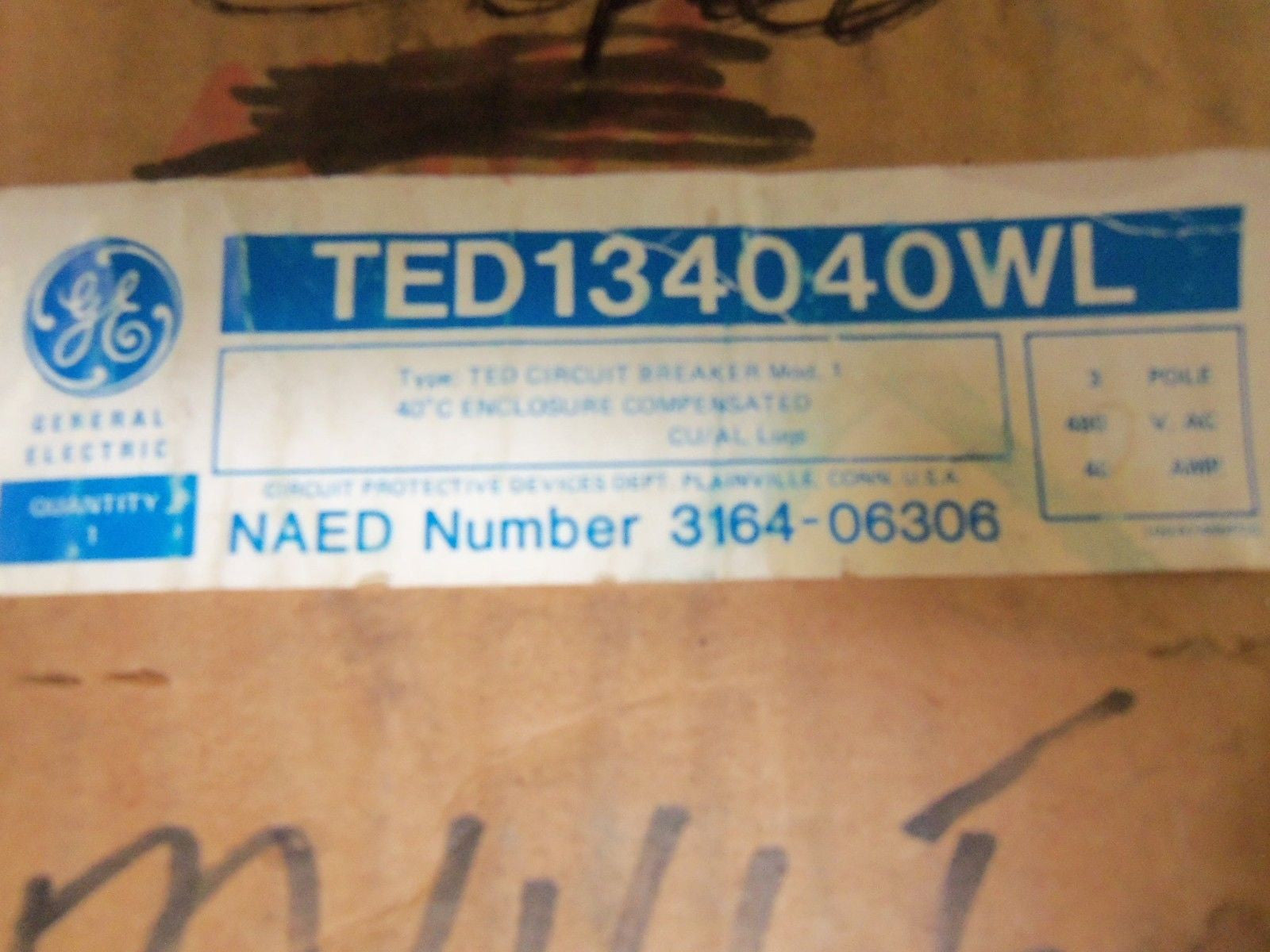 GENERAL ELECTRIC TED134040WL CIRCUIT BREAKER *NEW IN BOX*