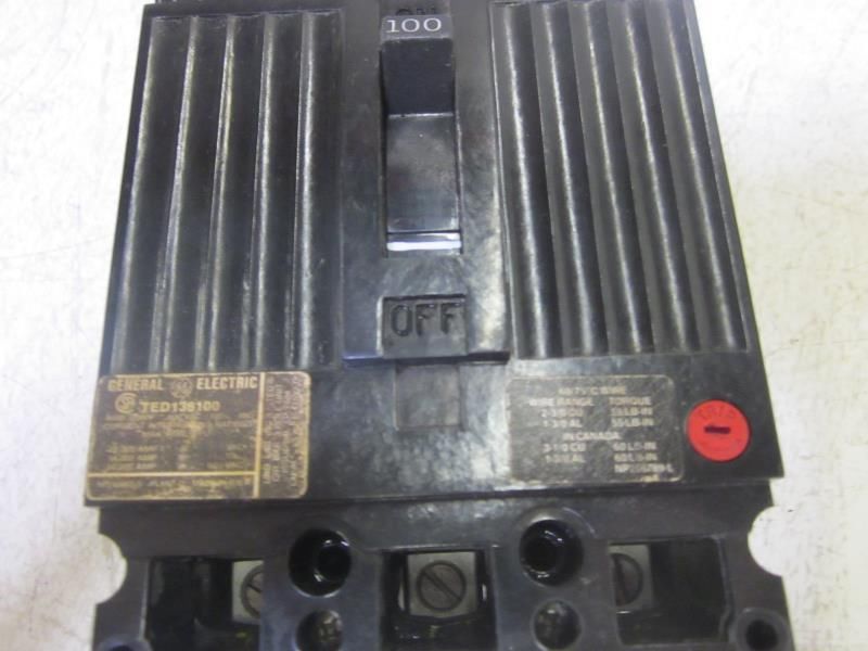 GENERAL ELECTRIC TED136100 CIRCUIT BREAKER 100A *USED*