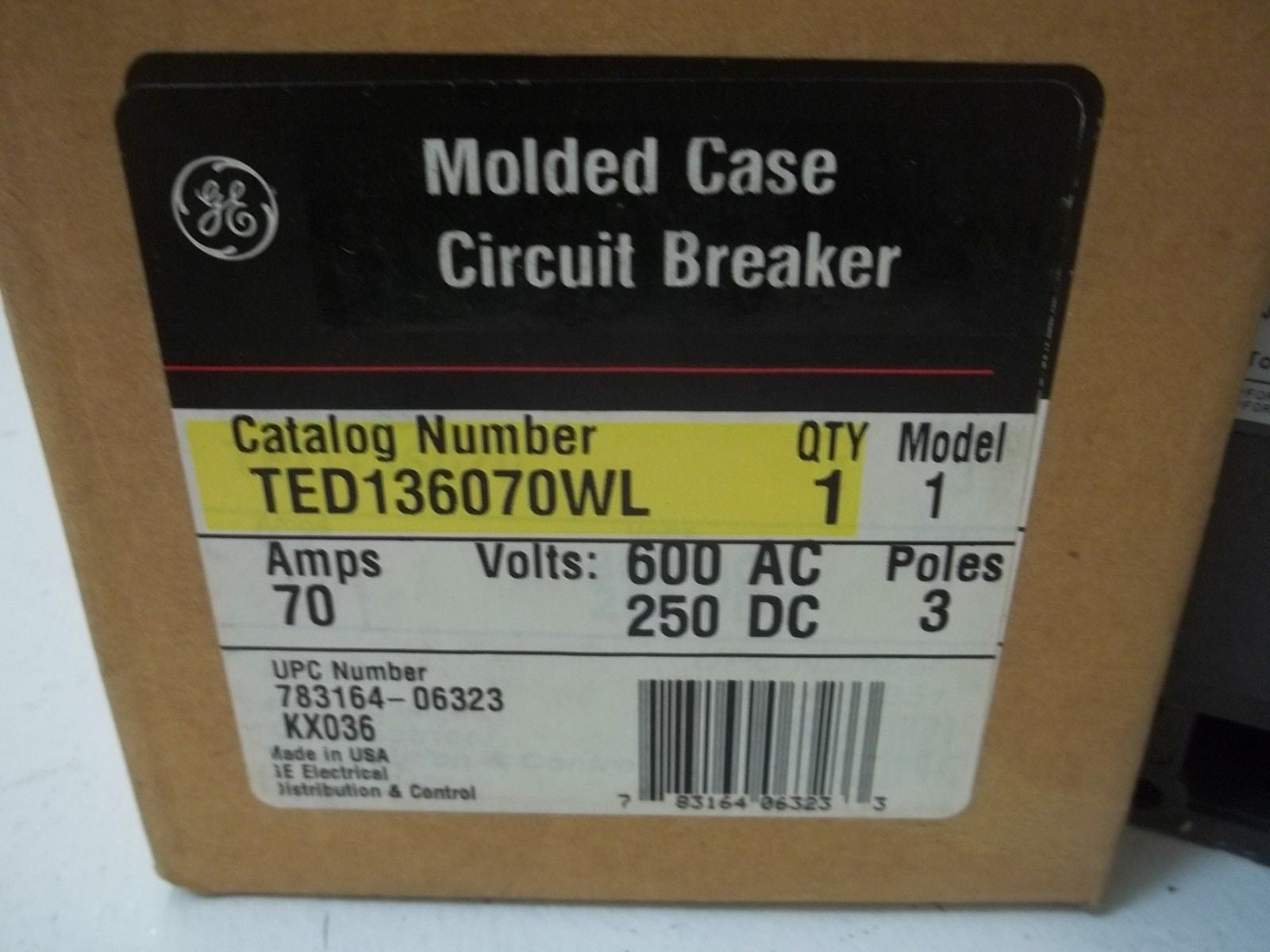 GENERAL ELECTRIC TED136070WL CIRCUIT BREAKER 70A *NEW IN BOX*