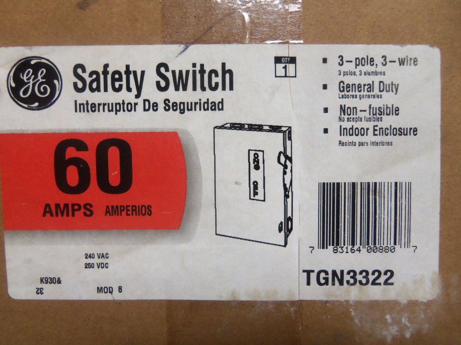 GENERAL ELECTRIC TGN3322 SAFETY SWITCH 60AMP *NEW IN BOX*