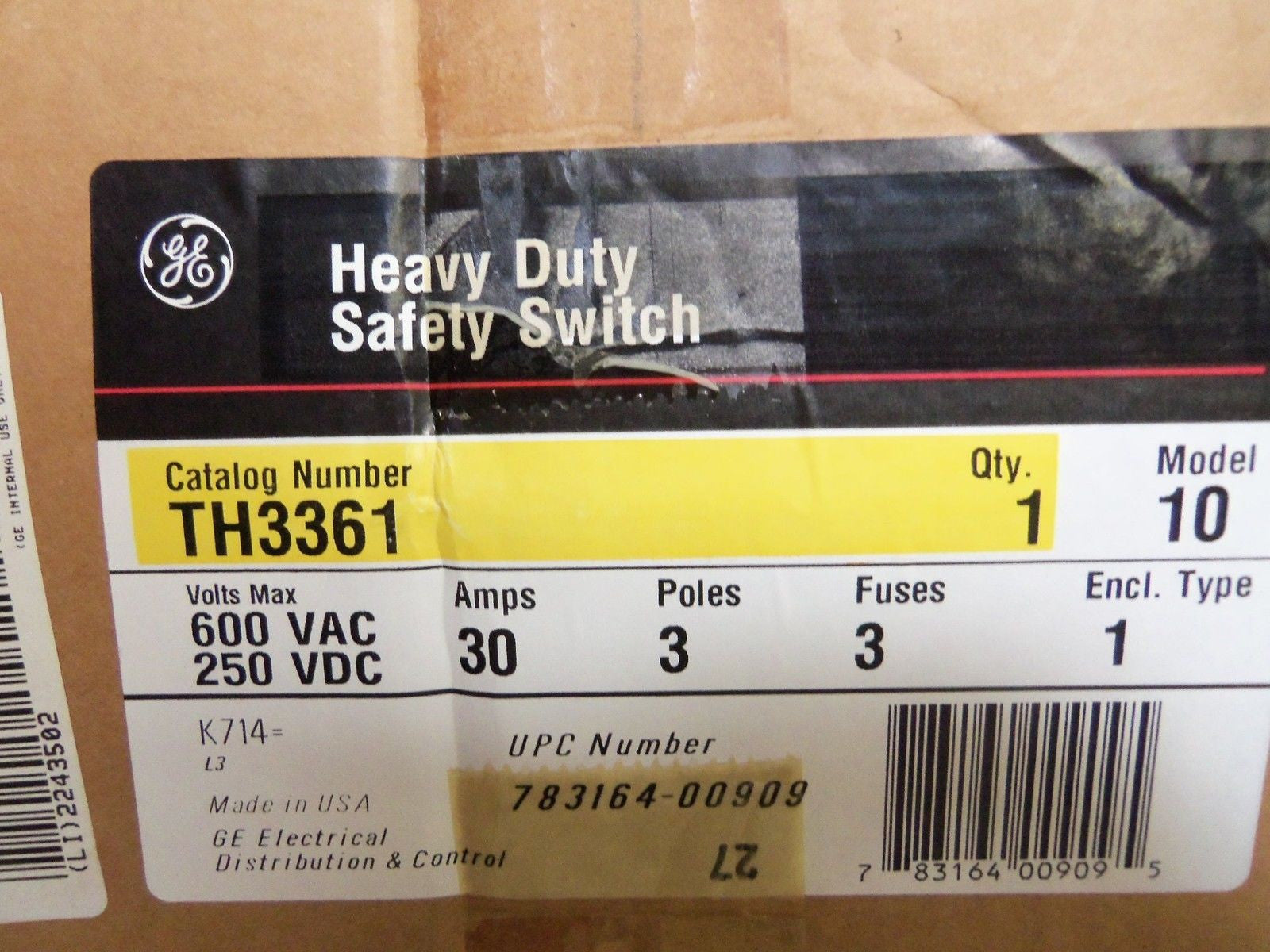 GENERAL ELECTRIC TH3361 SAFETY SWITCH *NEW IN BOX*