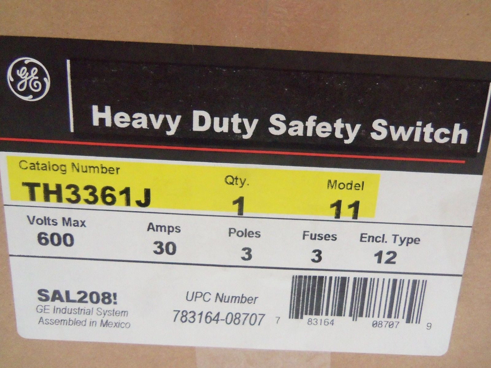 GENERAL ELECTRIC TH3361J SAFETY SWITCH *NEW IN BOX*