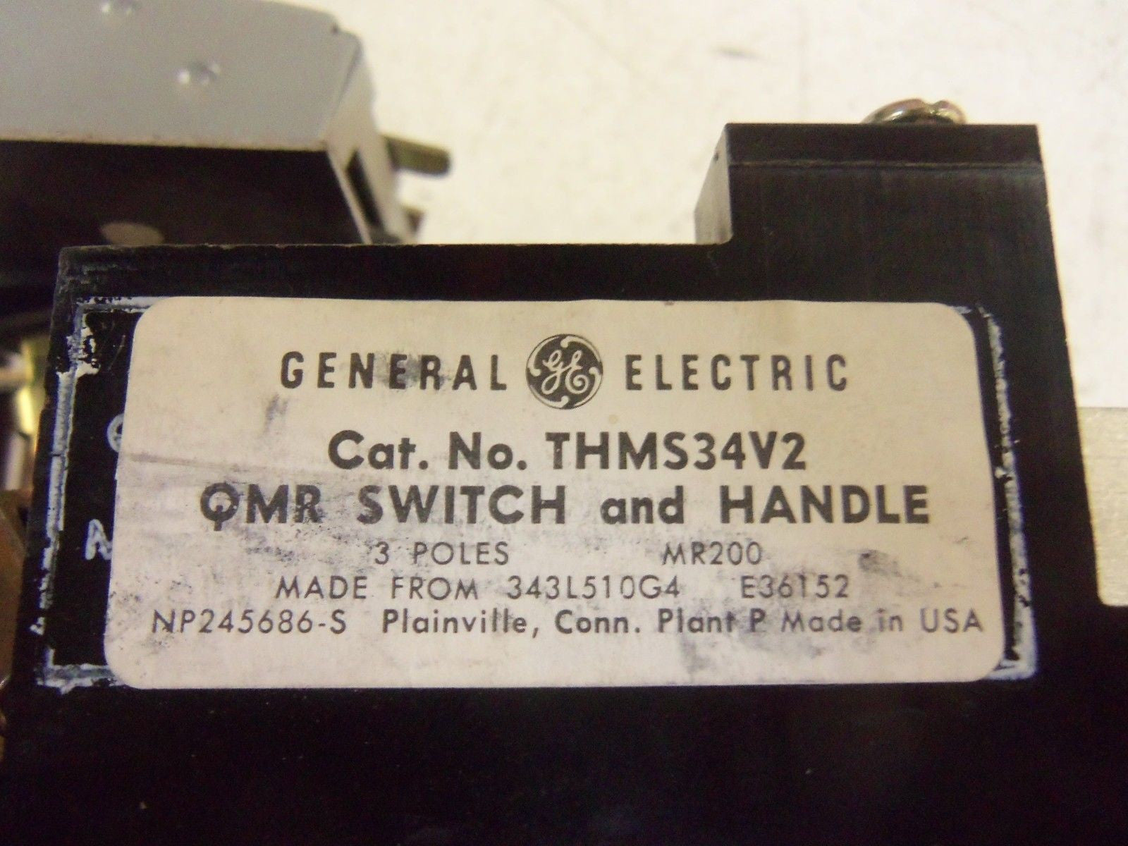 GENERAL ELECTRIC THMS34V2 QMR SWITCH AND HANDLE *USED*